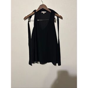 Moa Moa Women's Size Small Black Neck Tie Sleeveless Tank Top Shirt